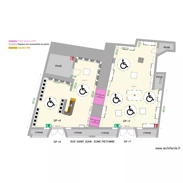 ART DU BARBIER plan apr&egrave;s travaux avec espace de rotation. Plan de 