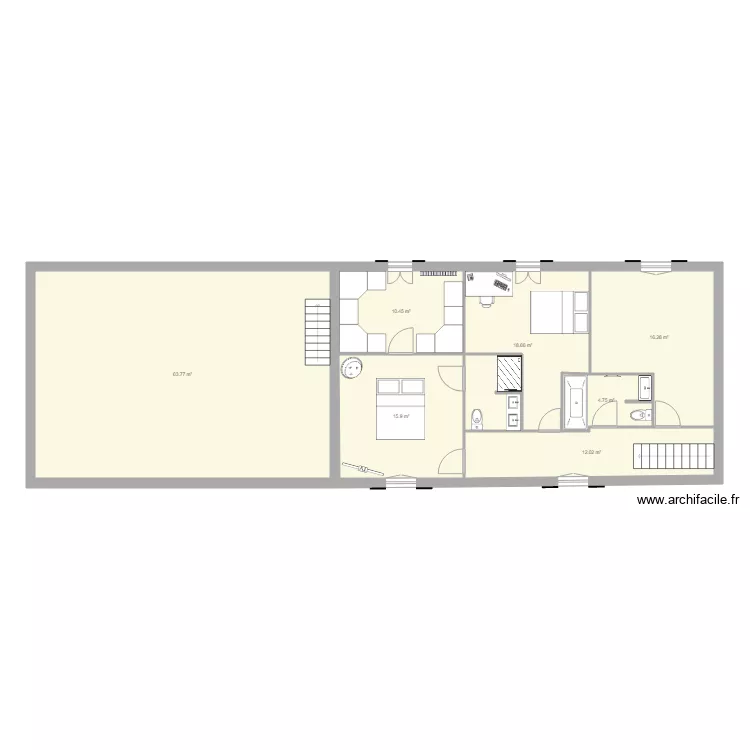 Maison Barsac 1er V3. Plan de 