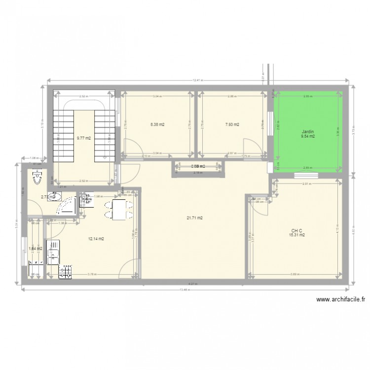 1er etage. Plan de 0 pièce et 0 m2