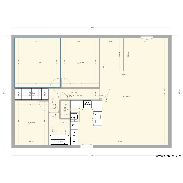 Sdb Cuisine3. Plan de 8 pièces et 95 m2