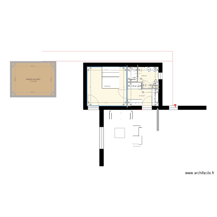 Langueux lit nord porte fenêtre. Plan de 0 pièce et 0 m2