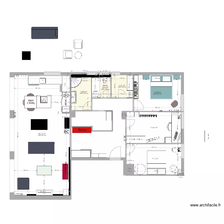 Pièce à vivre. Plan de Pièce à vivre. Plan de