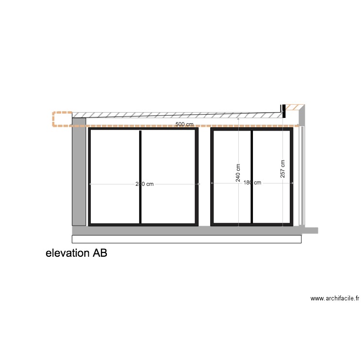 projet extension ELEVATION AA. Plan de 0 pièce et 0 m2