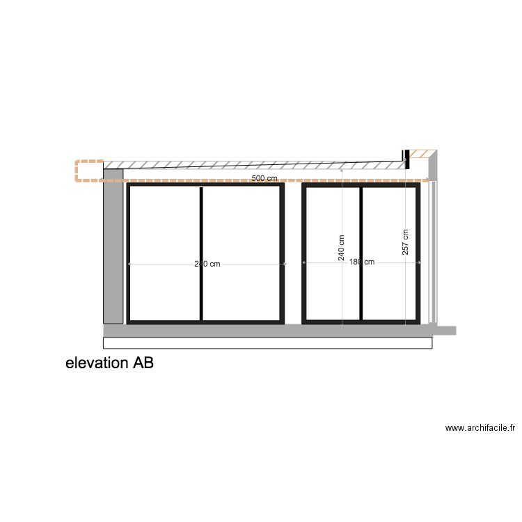 projet extension ELEVATION AA. Plan de 0 pièce et 0 m2