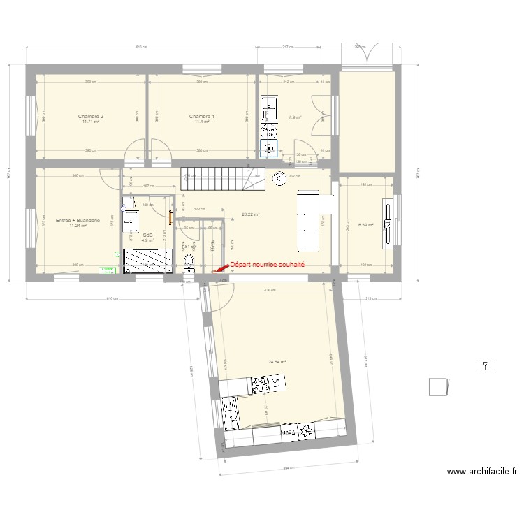 Agrandissement 4. Plan de 10 pièces et 107 m2