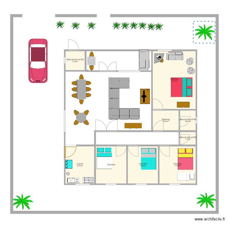 mamaison. Plan de 9 pièces et 73 m2