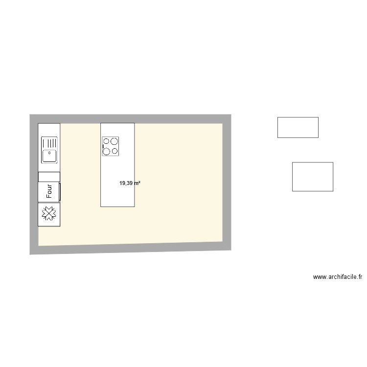 plan 2. Plan de 1 pièce et 19 m2