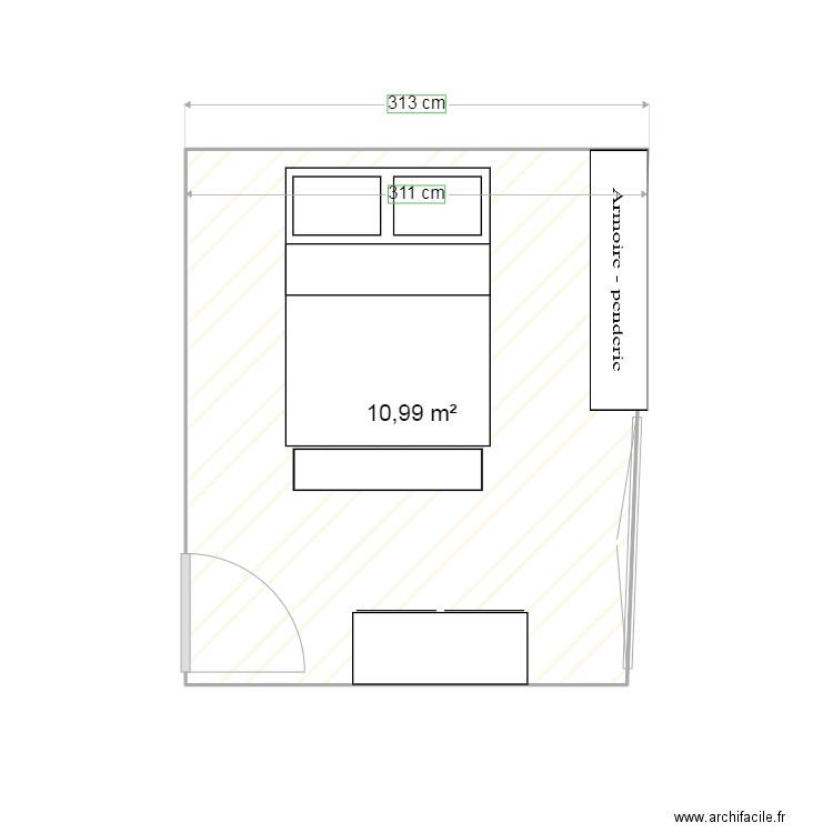 ma chambre. Plan de 1 pièce et 11 m2