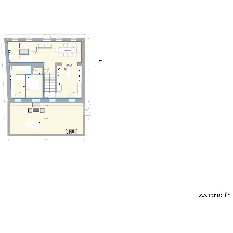 Gambetta. Plan de 3 pièces et 161 m2