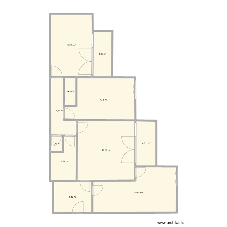 MBc. Plan de 11 pièces et 89 m2