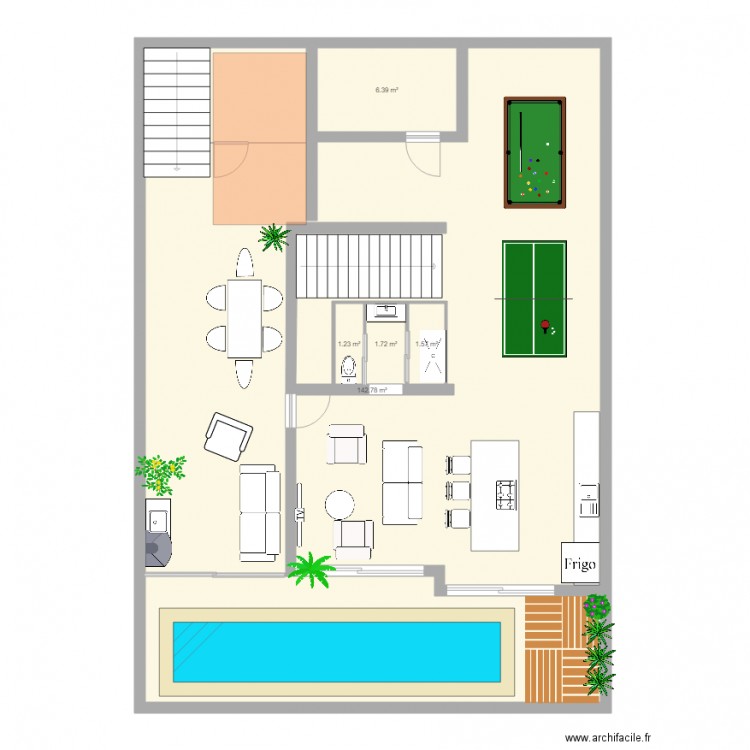 مشروغ الدار. Plan de 5 pièces et 154 m2