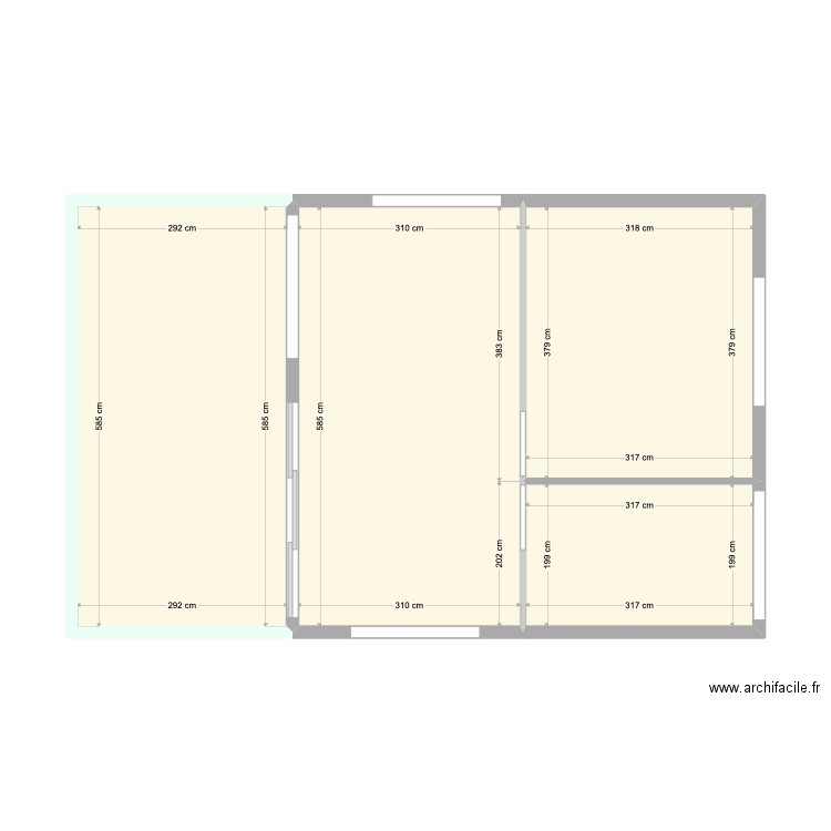 F2 Anna. Plan de 4 pièces et 54 m2