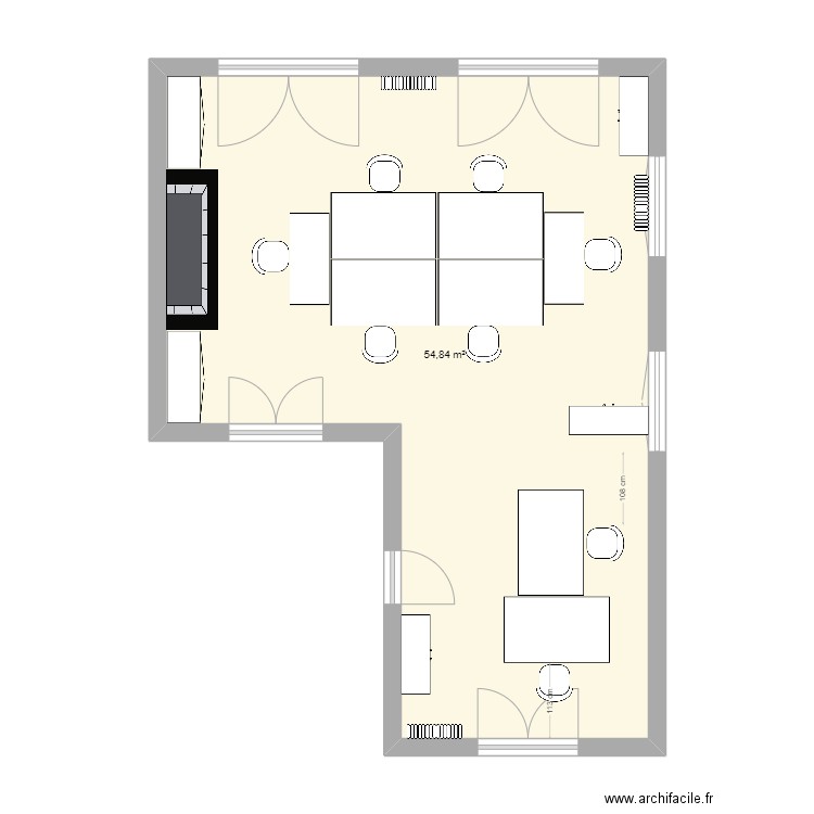 Bureau technique v2. Plan de 1 pièce et 55 m2