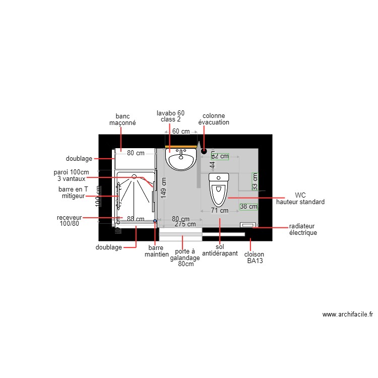 cote. Plan de 0 pièce et 0 m2
