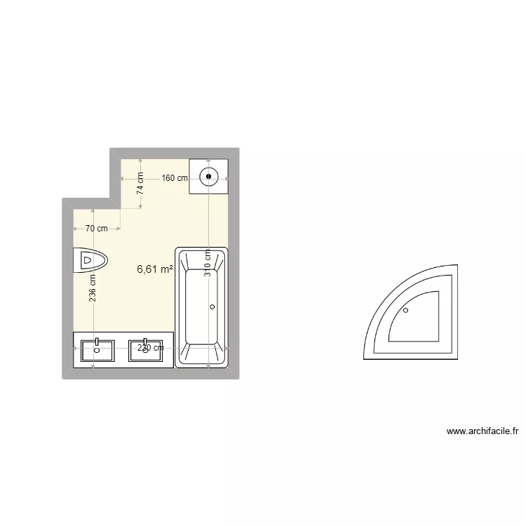Salle de bain. Plan de 