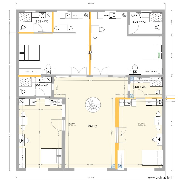 Pantin_RDC_futur2. Plan de 4 pièces et 177 m2