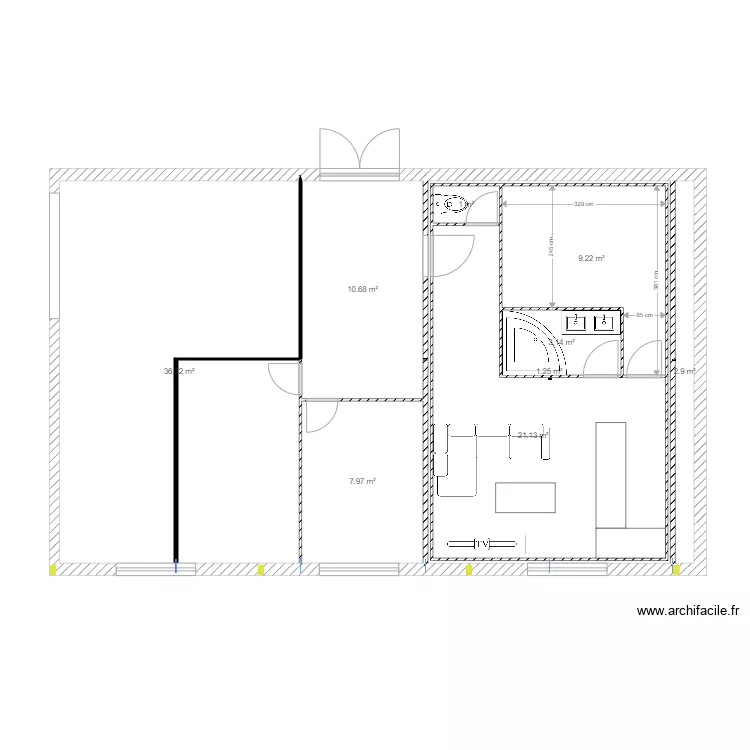 appartement camille studio. Plan de 