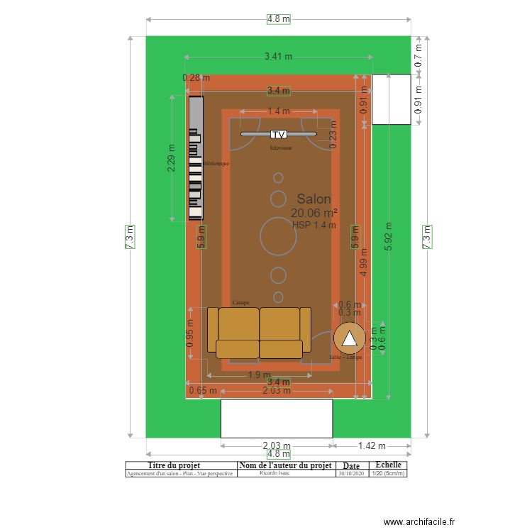 Agencement salon plan vue perspective 2. Plan de 0 pièce et 0 m2