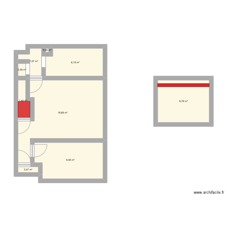 appartement Nicolas. Plan de 9 pièces et 47 m2