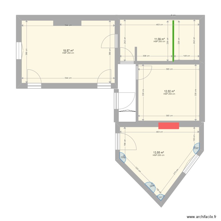 CHEZ MOI. Plan de 4 pièces et 57 m2