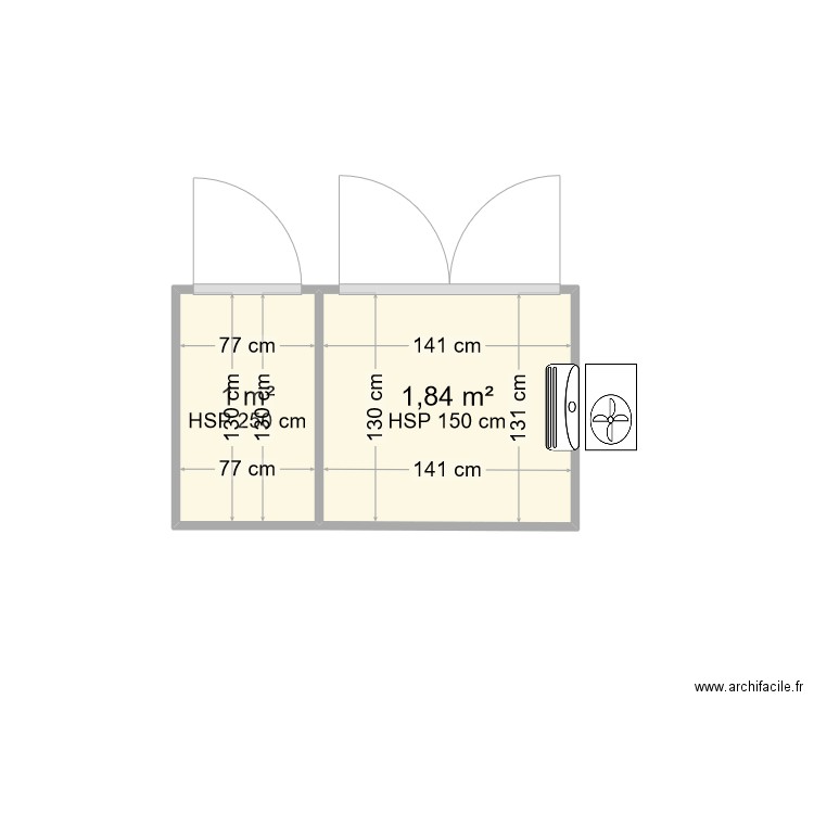 remorque 2. Plan de 2 pièces et 3 m2