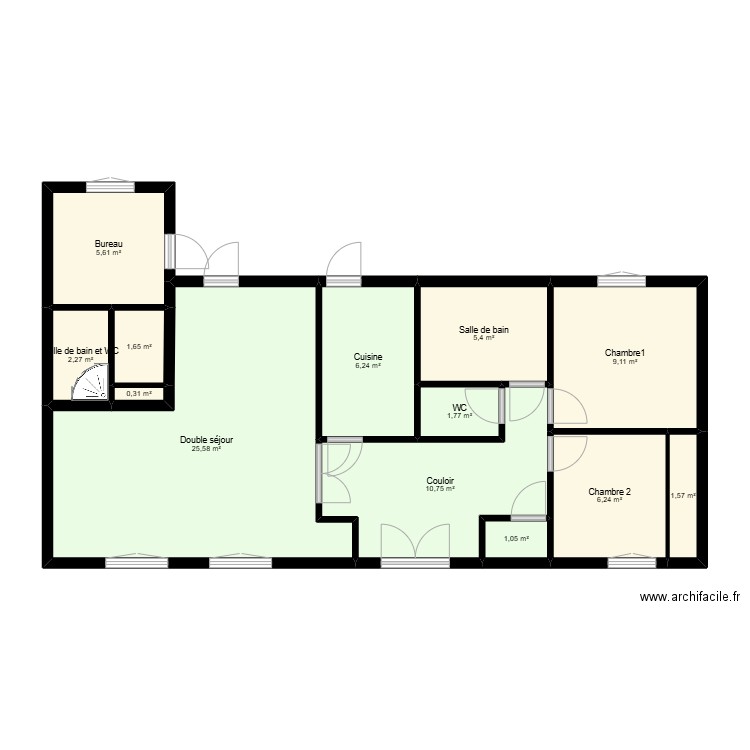 maite. Plan de 13 pièces et 78 m2