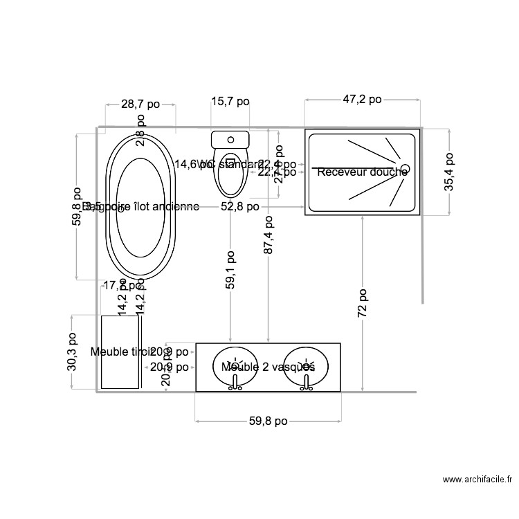 sdb gamelin. Plan de 0 pièce et 0 m2