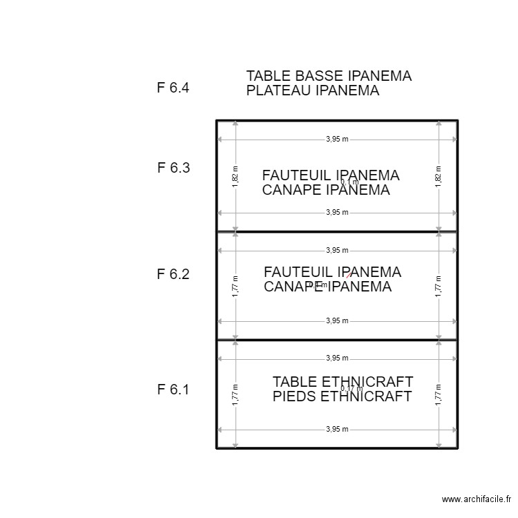 F 6. Plan de 3 pièces et 21 m2