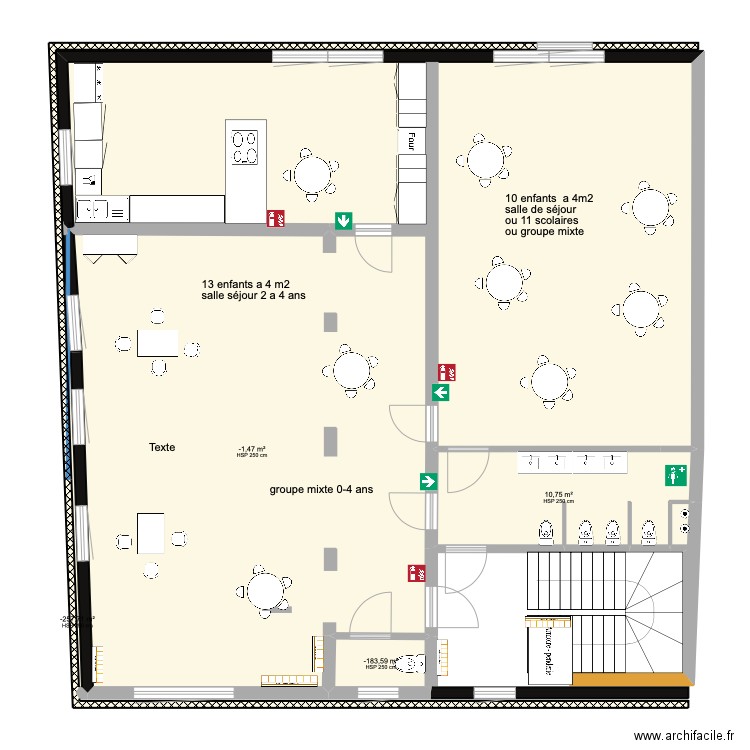 ext creche dude 1 er etage. Plan de 4 pièces et 84 m2