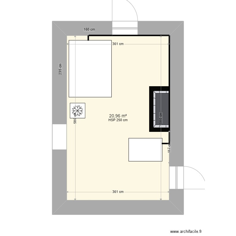 MARNIESSE. Plan de 1 pièce et 21 m2