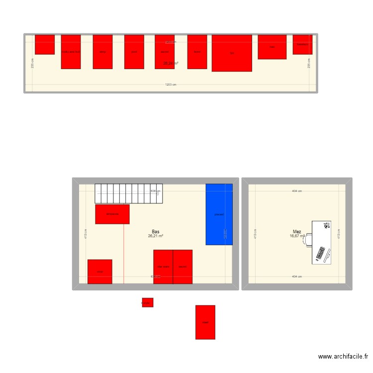 garage causse. Plan de 3 pièces et 71 m2