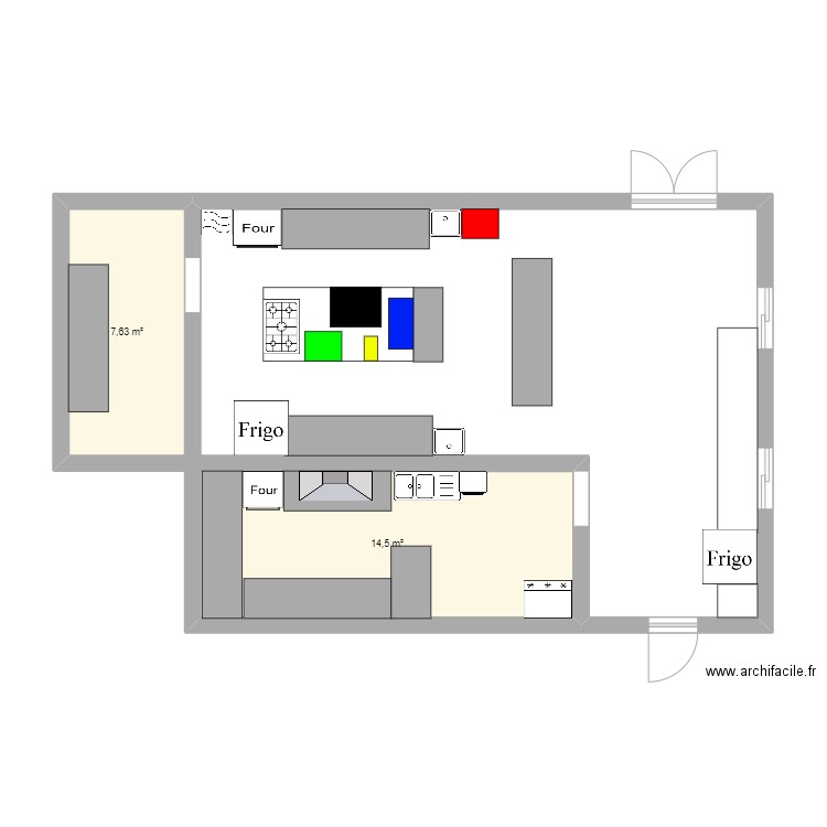 Cuisine projet. Plan de 2 pièces et 22 m2