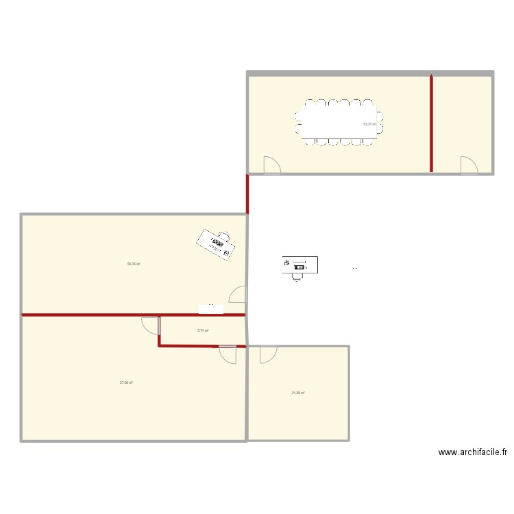 plan bureaux. Plan de 5 pièces et 188 m2