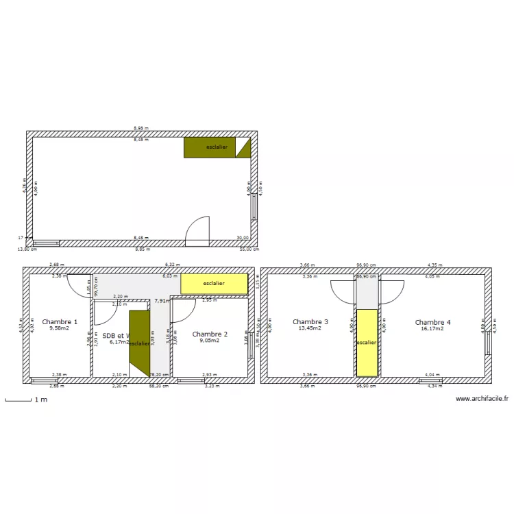 3 &eacute;tages. Plan de 