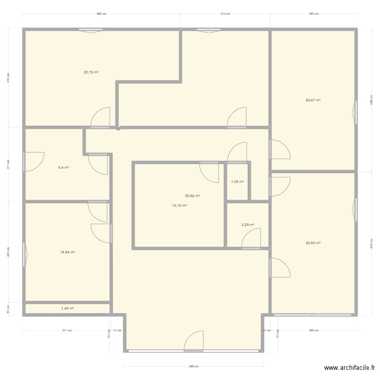 Bureaux. Plan de 10 pièces et 165 m2