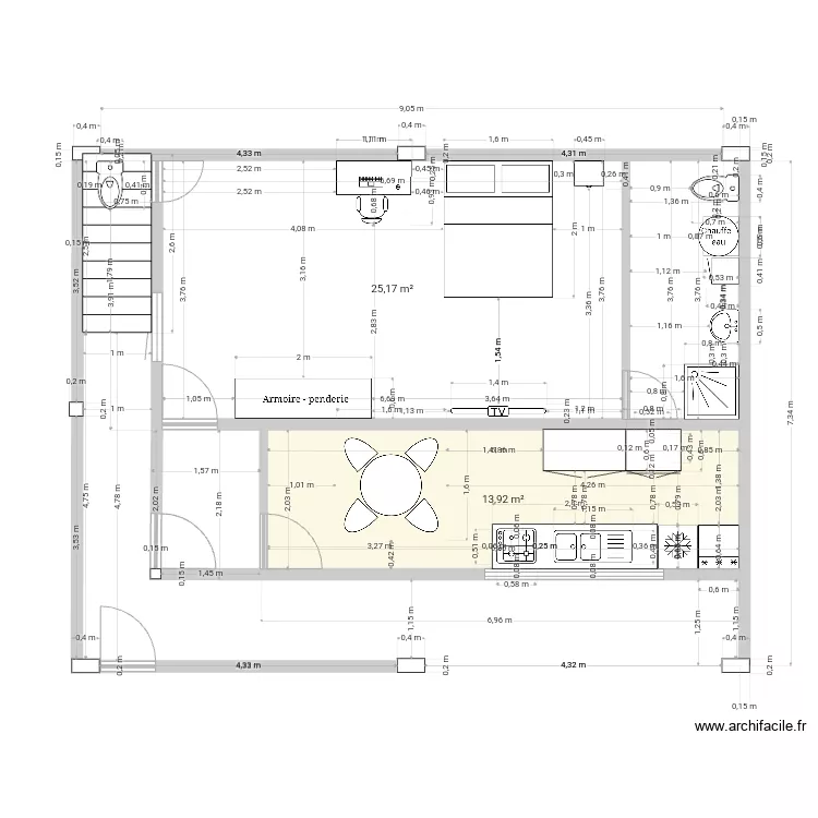 &Eacute;l&eacute;vation mur de 0.15. Plan de 