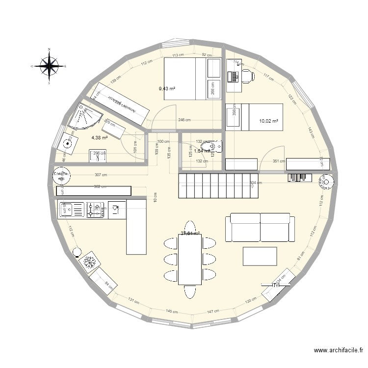Yourte 65 m²  V2. Plan de 0 pièce et 0 m2
