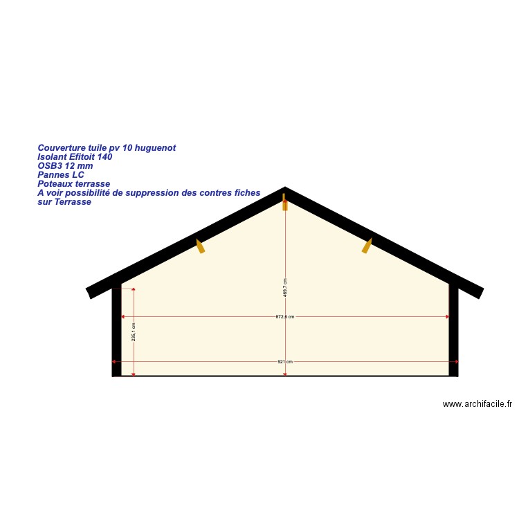 Maison Coms coupe charpente2. Plan de 0 pièce et 0 m2