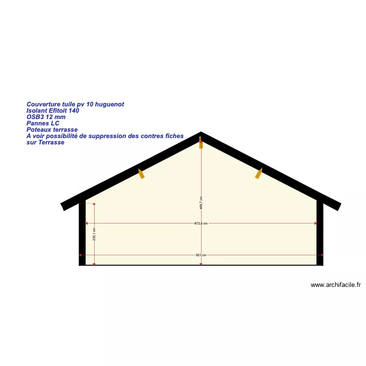 Maison Coms coupe charpente2. Plan de 