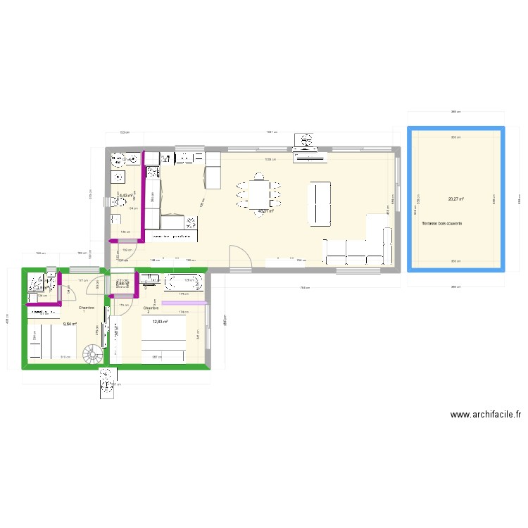 DEVOIS LOT B MESURES OK2. Plan de 7 pièces et 98 m2