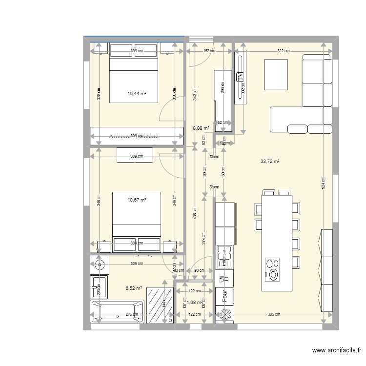 Etage Lagardelle version 01 10 22. Plan de 6 pièces et 72 m2