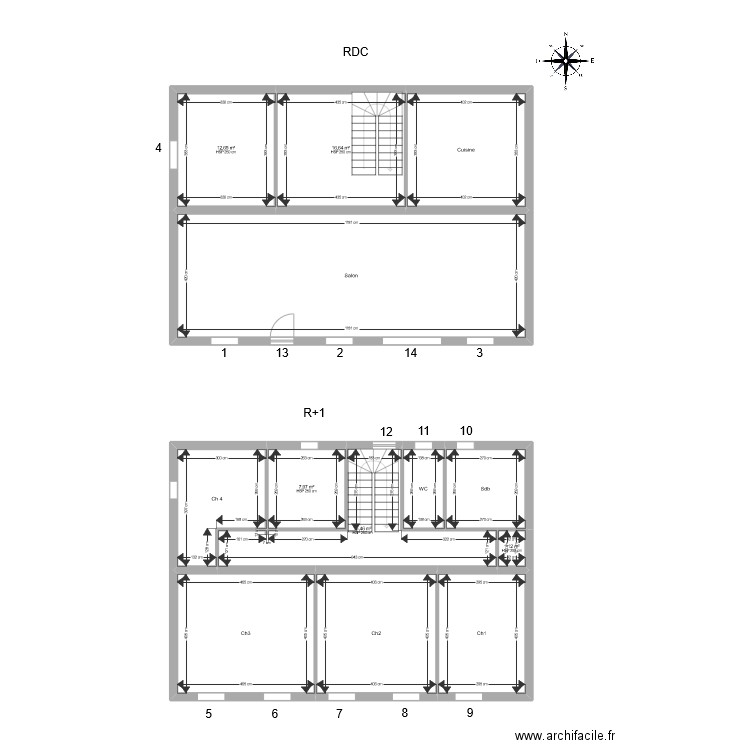 pelisse. Plan de 13 pièces et 187 m2