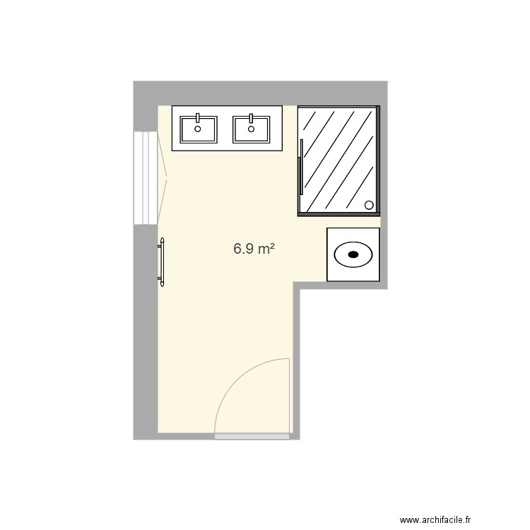 salle de bain villo 1. Plan de 1 pièce et 7 m2