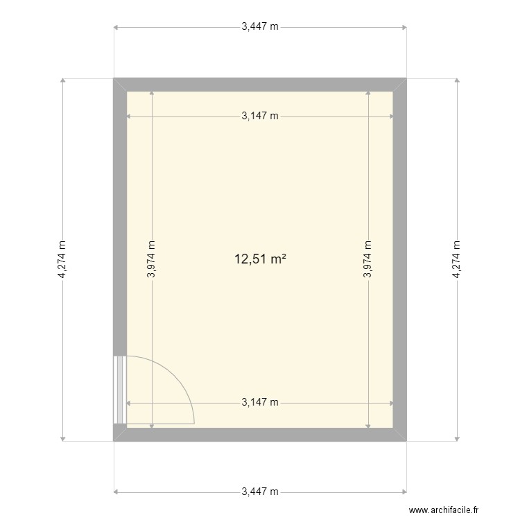 Cuisine_Adja. Plan de 1 pièce et 13 m2