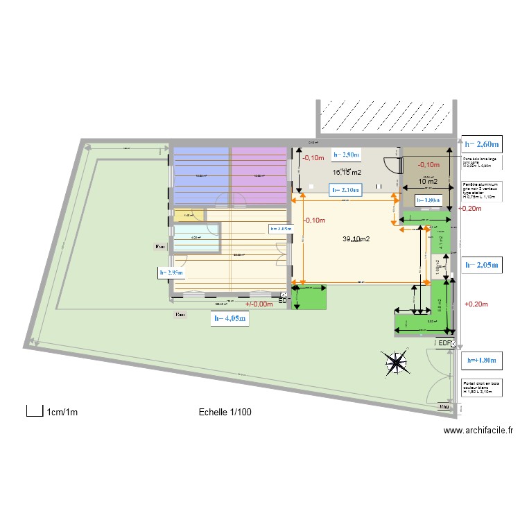 terrasse lames verticales. Plan de 0 pièce et 0 m2