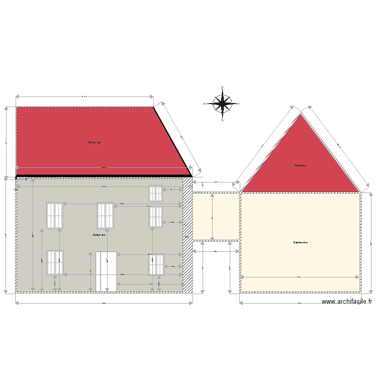 façade SUD Maison 9. Plan de 0 pièce et 0 m2