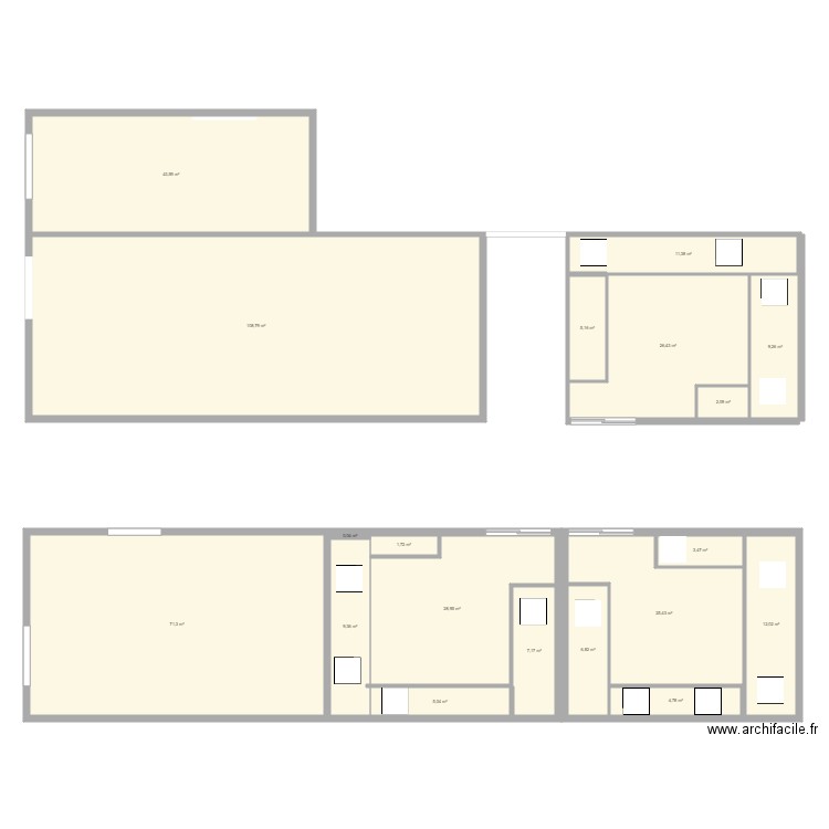 ffff. Plan de 19 pièces et 383 m2