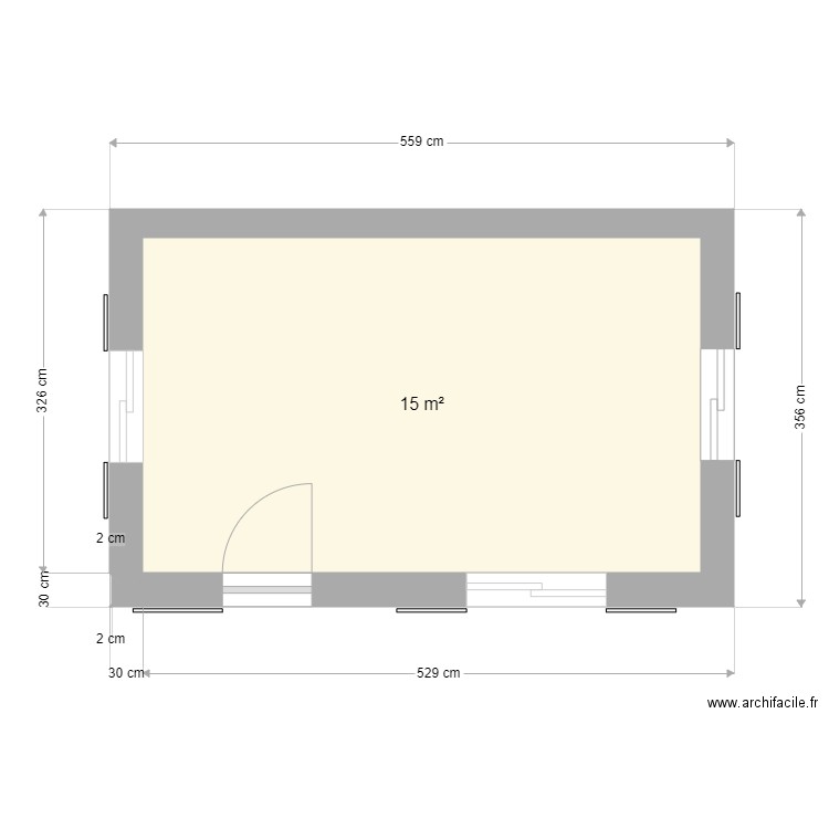 Lescun 15 m2 intérieur. Plan de 0 pièce et 0 m2