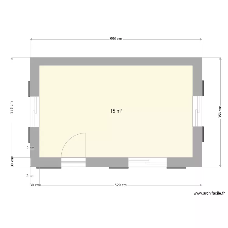 Lescun 15 m2 int&eacute;rieur. Plan de 