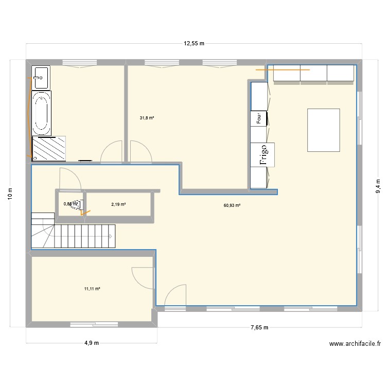 st nz 1er. Plan de 5 pièces et 112 m2